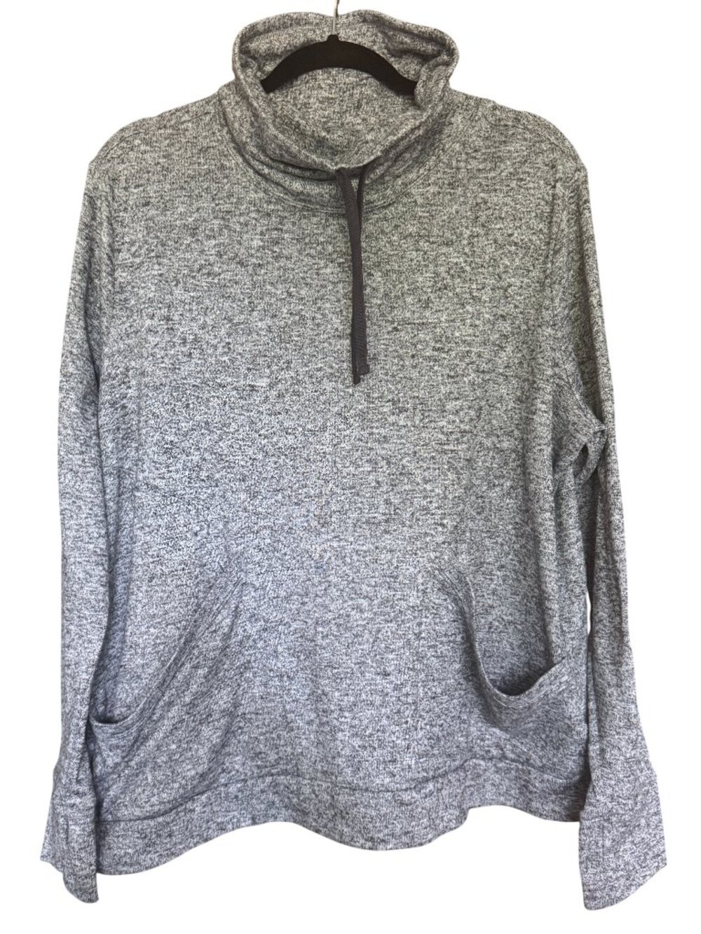Old Navy Active Funnel Neck Pullover Gray Marled Thumbholes XXL